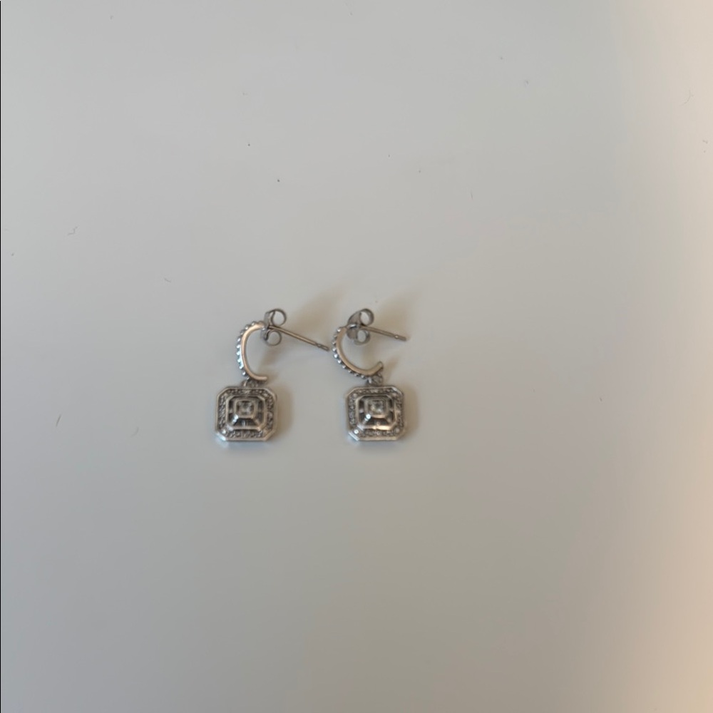 925 Sterling Silver & Cubic Zircon Geometric Dangling Earrings